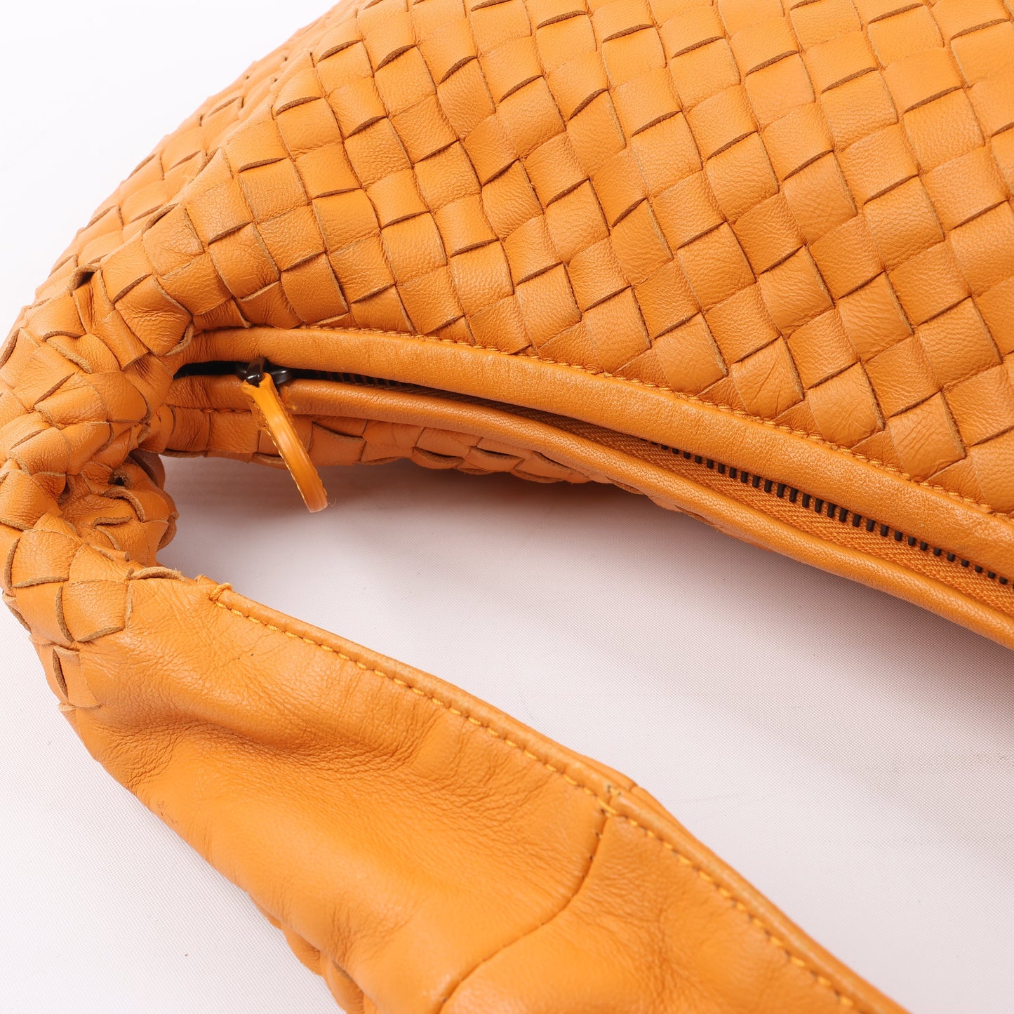 Bottega Veneta Intrecciato Hobo Leather Shoulder Bag in Orange