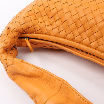 Bottega Veneta Intrecciato Hobo Leather Shoulder Bag in Orange