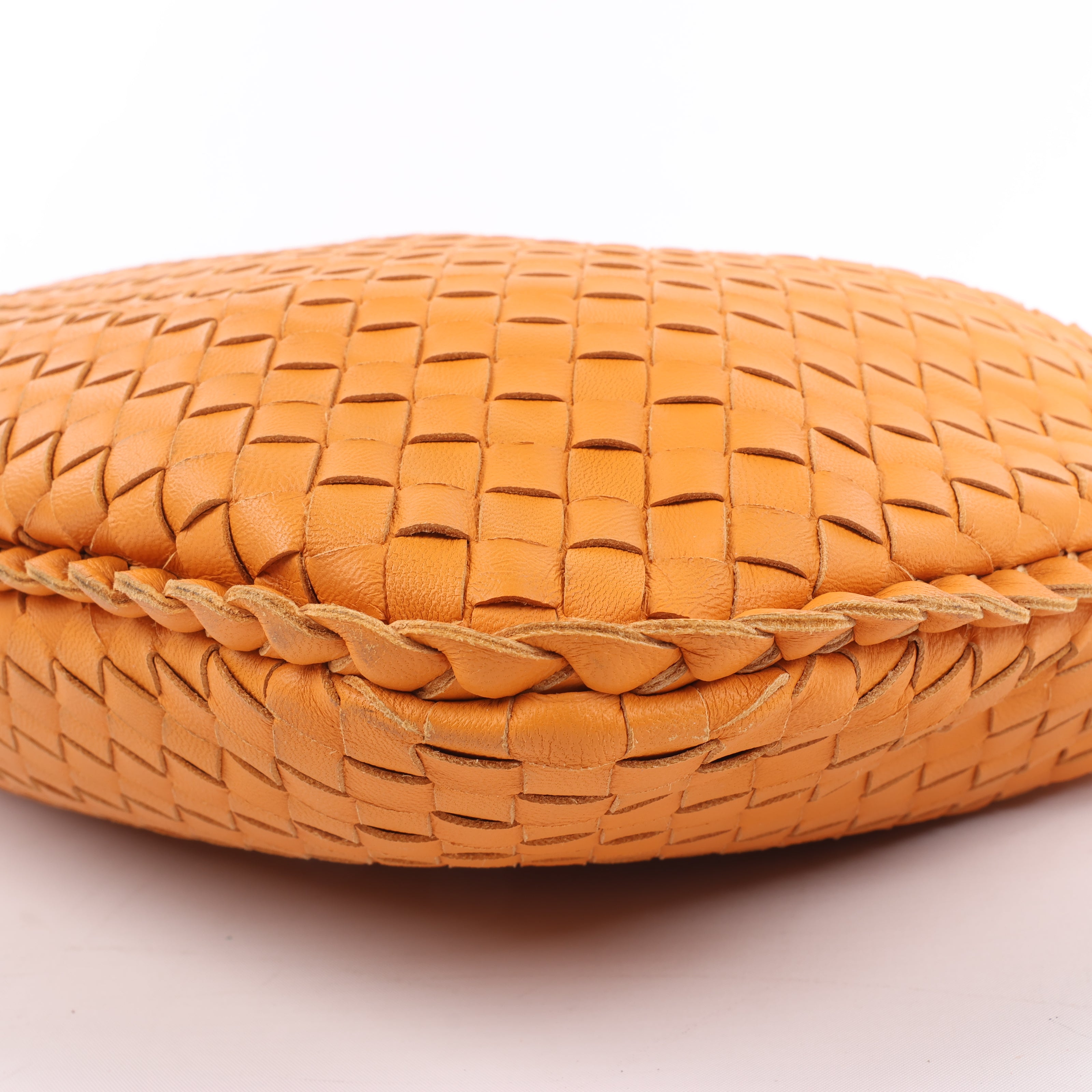 Bottega Veneta Intrecciato Hobo Leather Shoulder Bag in Orange