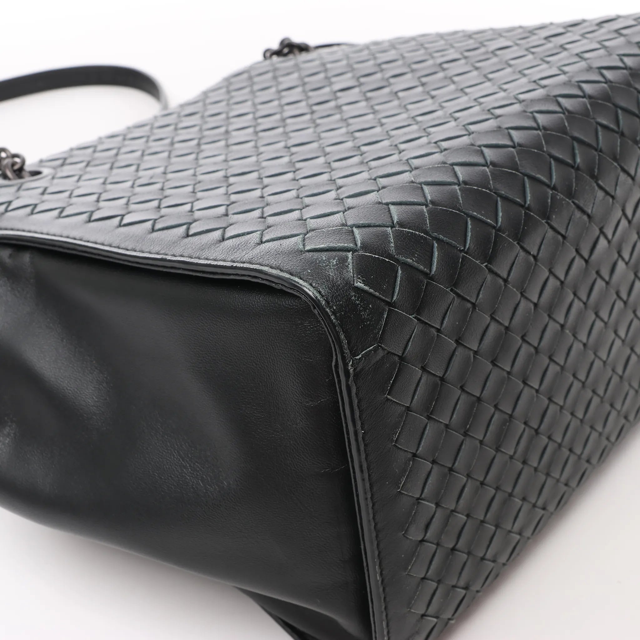 Bottega Veneta Intrecciato Leather 2Way Handbag in Black