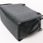 Bottega Veneta Intrecciato Leather 2Way Handbag in Black