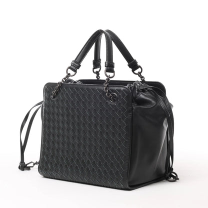 Bottega Veneta Intrecciato Leder 2Way Handtasche in Schwarz