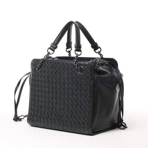 Bolso de mano Bottega Veneta Intrecciato de cuero de 2 vías en negro
