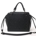 Bottega Veneta Intrecciato Leather 2Way Handbag in Black