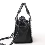 Bottega Veneta Intrecciato Leather 2Way Handbag in Black