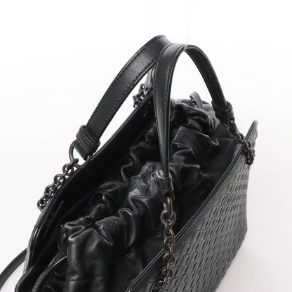 Bottega Veneta Intrecciato Leder 2Way Handtasche in Schwarz