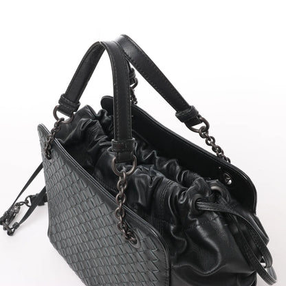 Bottega Veneta Intrecciato Leder 2Way Handtasche in Schwarz