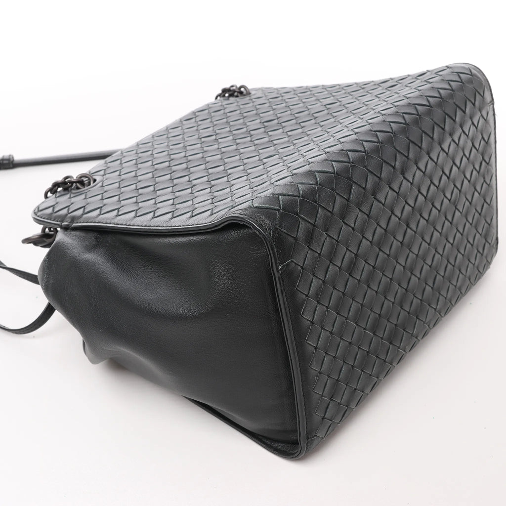 Bottega Veneta Intrecciato Leather 2Way Handbag in Black