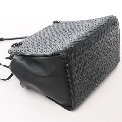 Bottega Veneta Intrecciato Leder 2Way Handtasche in Schwarz