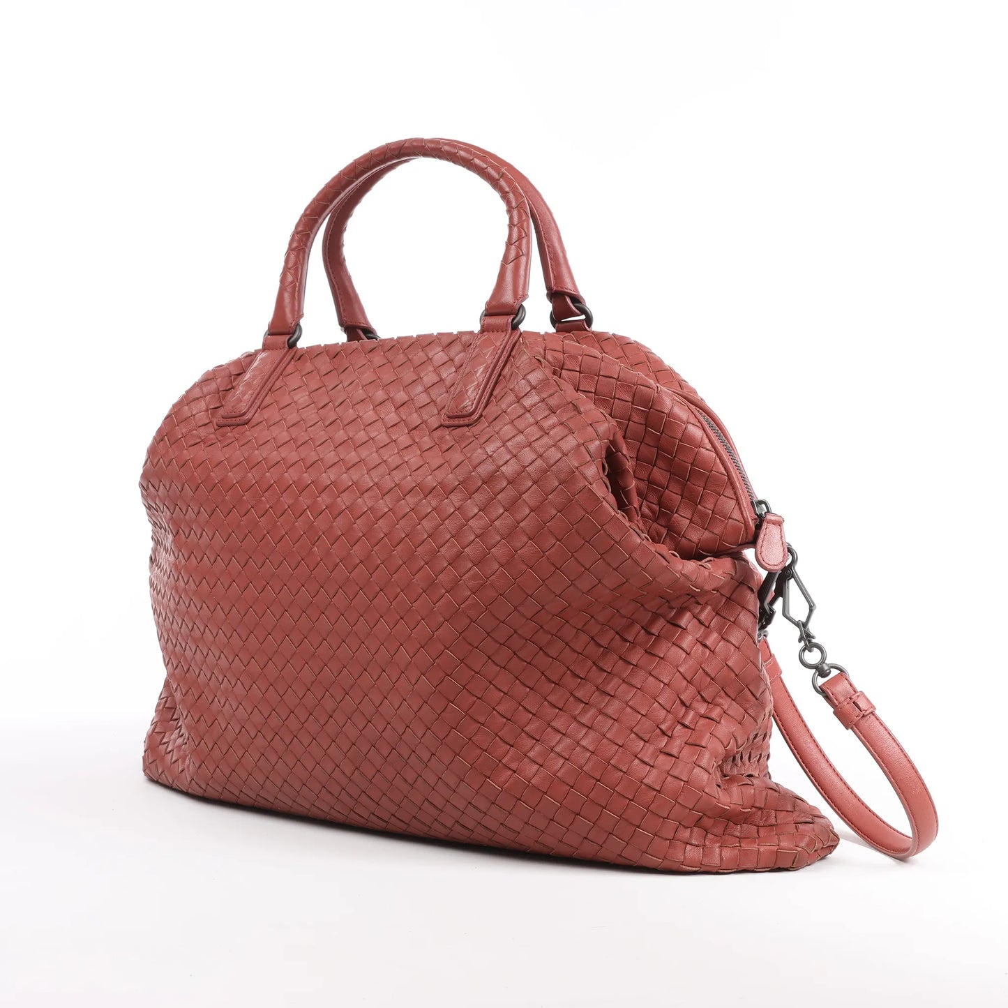 Bottega Veneta Sac à main en cuir Intrecciato en rouge poussiéreux