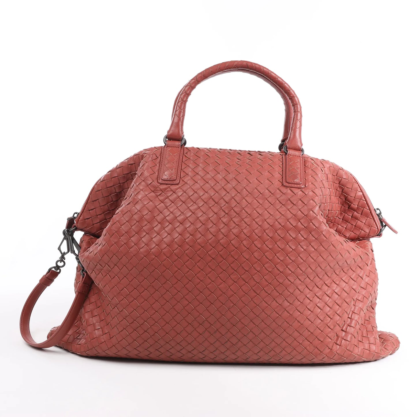 Bottega Veneta Intrecciato Leather Handbag in Dusty Red