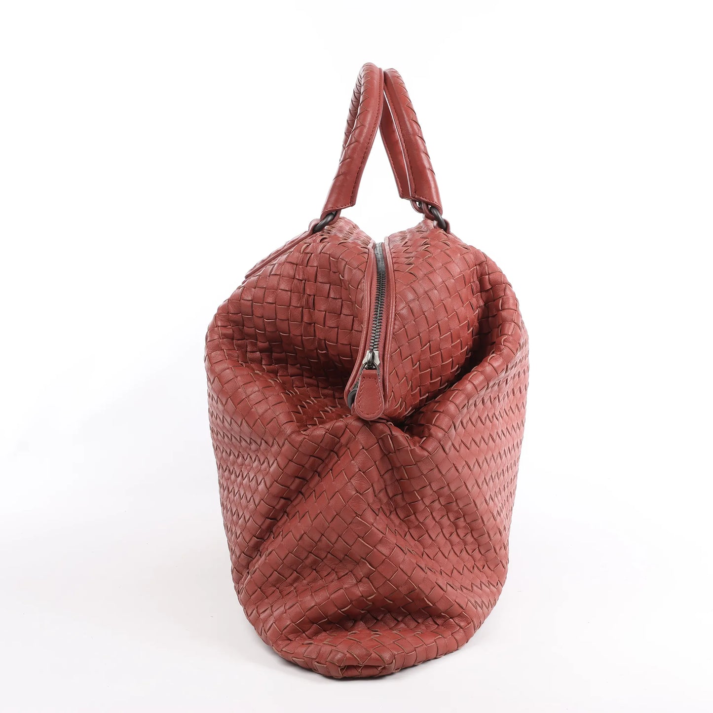 Bottega Veneta Intrecciato Leather Handbag in Dusty Red