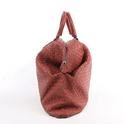 Bottega Veneta Intrecciato Leather Handbag in Dusty Red