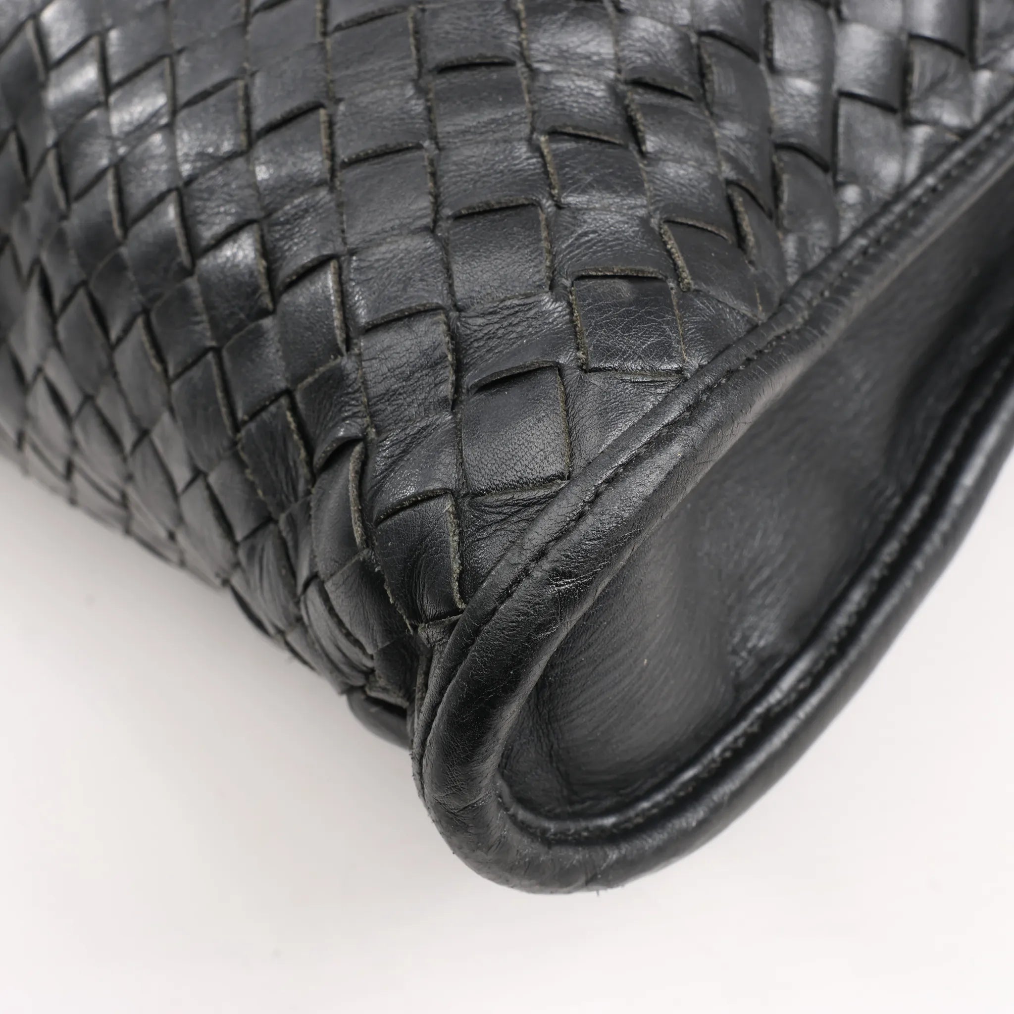 Bottega Veneta Intrecciato Leather 2Way Handbag in Black