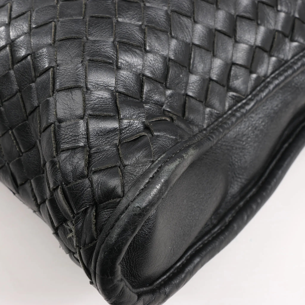 Bottega Veneta Intrecciato Leather 2Way Handbag in Black
