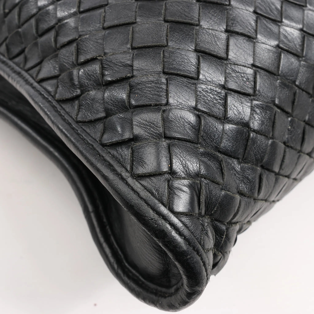 Bottega Veneta Intrecciato Leather 2Way Handbag in Black