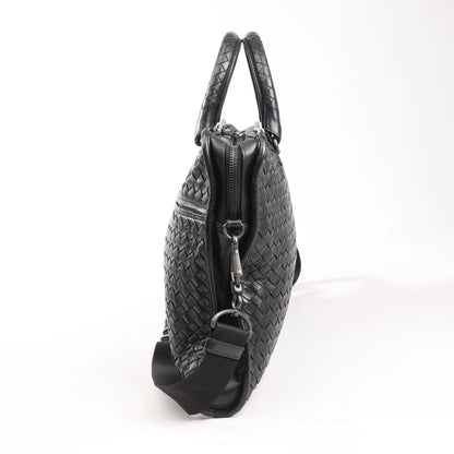 Bottega Veneta Intrecciato Leather 2Way Handbag in Black