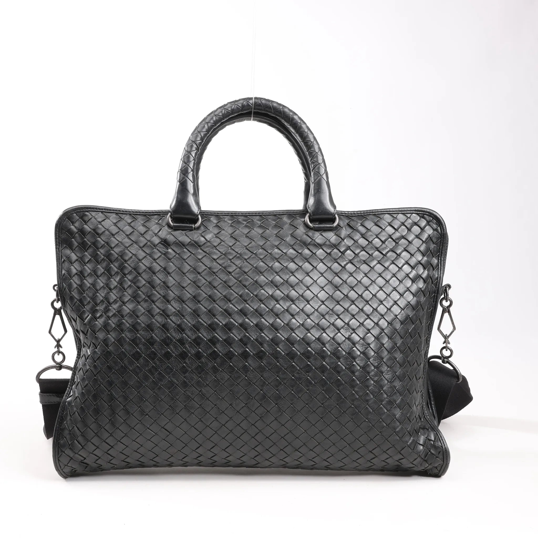 Bottega Veneta Intrecciato Leather 2Way Handbag in Black