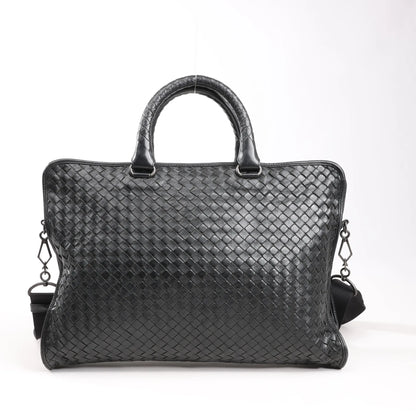 Bottega Veneta Intrecciato Leather 2Way Handbag in Black