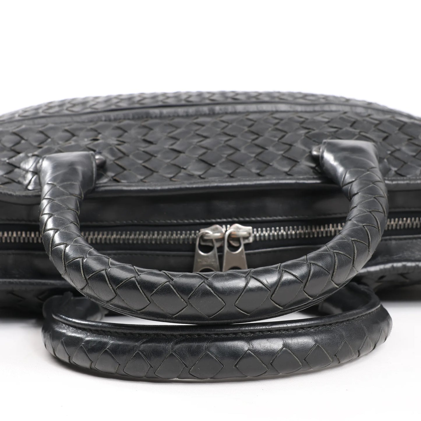 Bottega Veneta Intrecciato Leather 2Way Handbag in Black