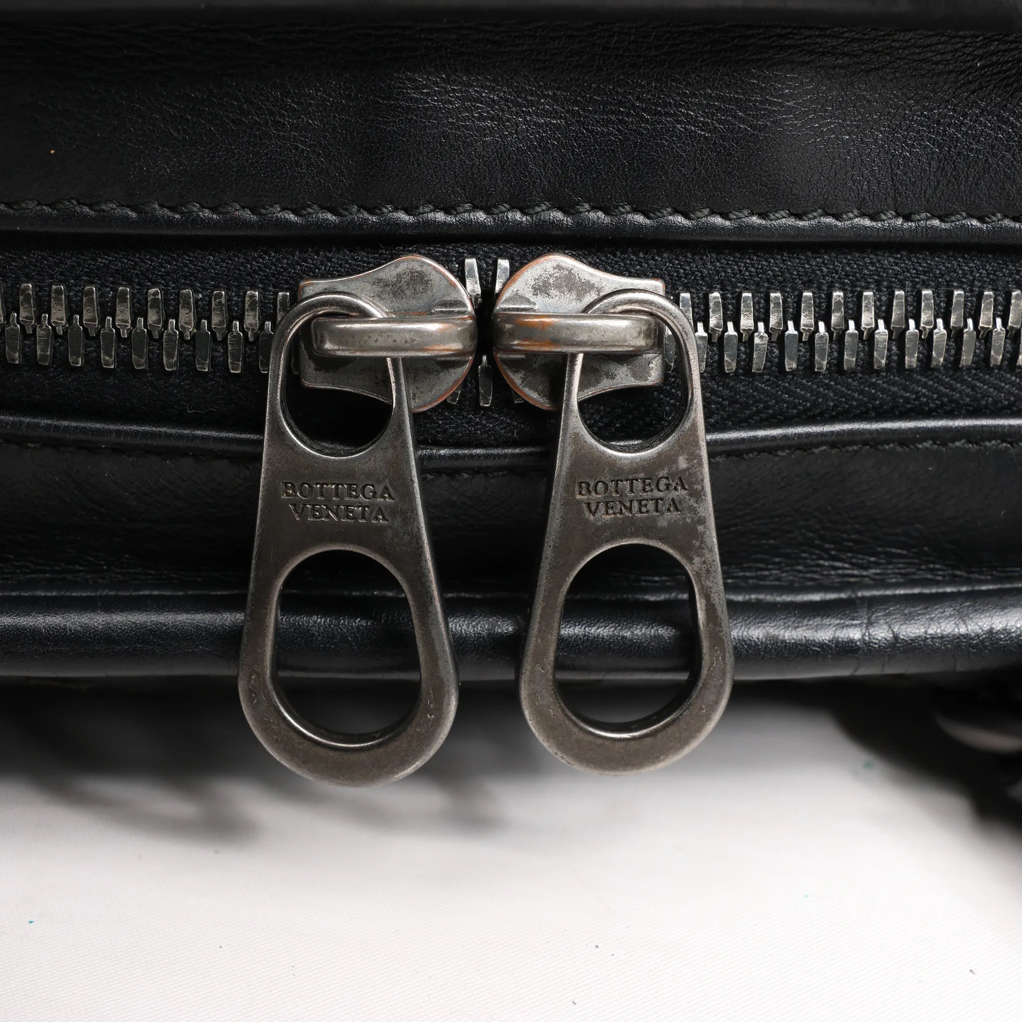 Bottega Veneta Intrecciato Leather 2Way Handbag in Black