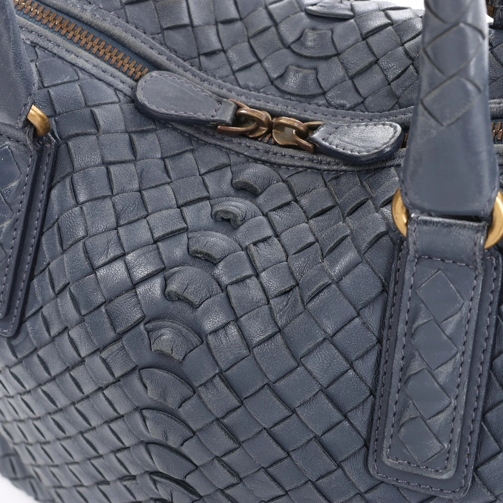 Bottega Veneta Intrecciato Leather 2Way Handbag in Navy Blue 194403