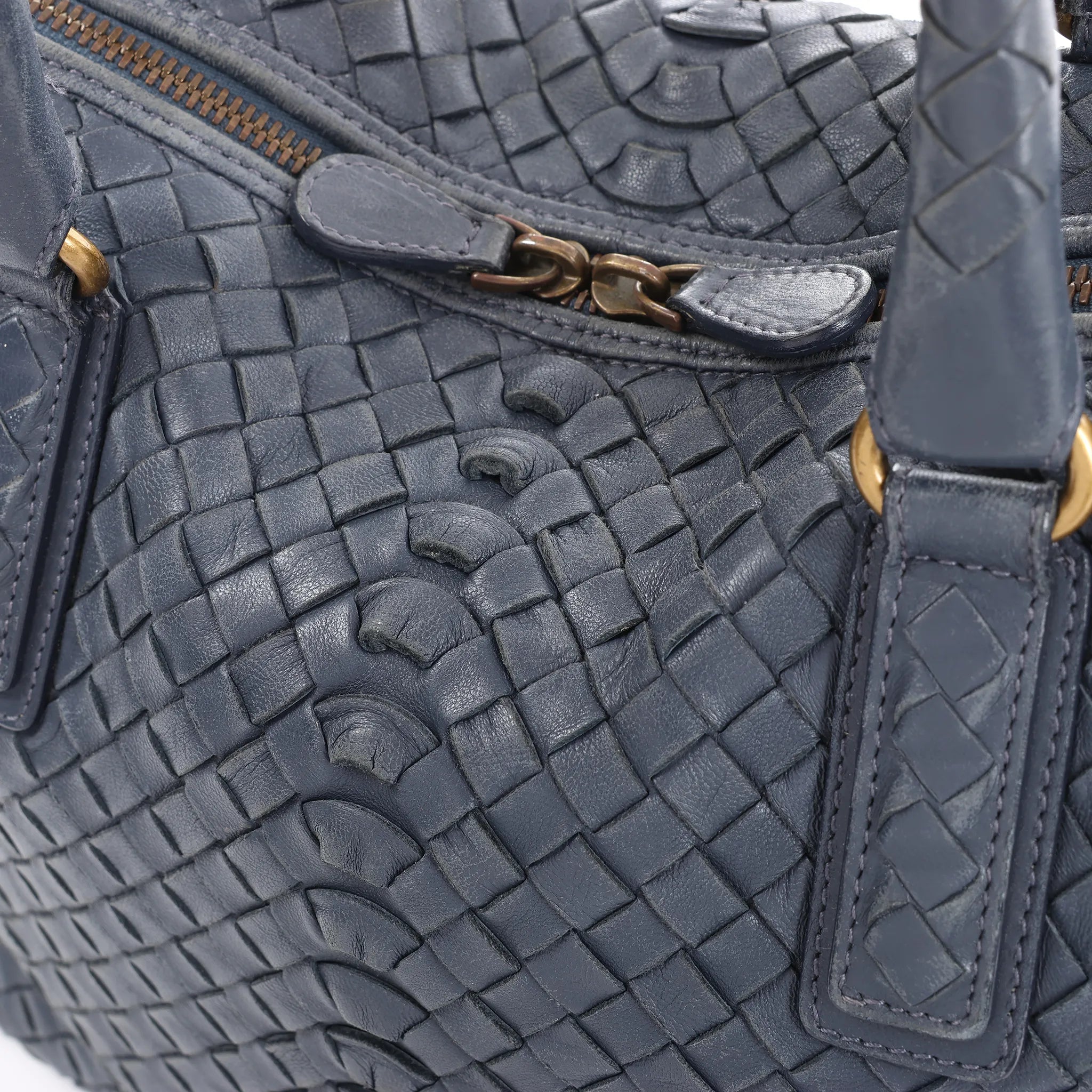 Bottega Veneta Intrecciato Leather 2Way Handbag in Navy Blue 194403