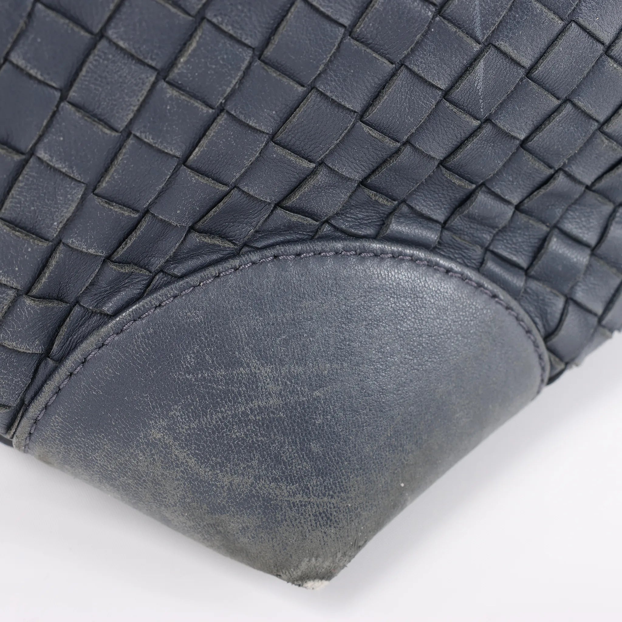 Bottega Veneta Intrecciato Leather 2Way Handbag in Navy Blue 194403