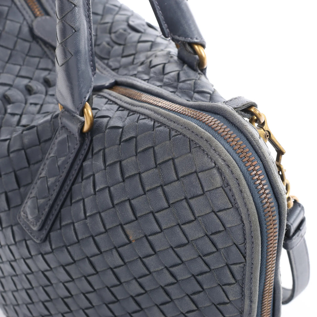 Bottega Veneta Intrecciato Leather 2Way Handbag in Navy Blue 194403