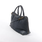 Bottega Veneta Intrecciato Leather 2Way Handbag in Navy Blue 194403
