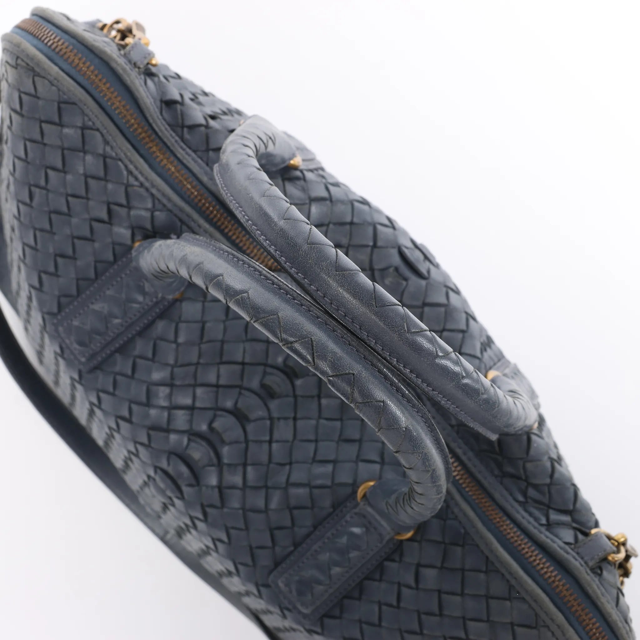 Bottega Veneta Intrecciato Leather 2Way Handbag in Navy Blue 194403
