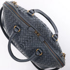 Bottega Veneta Intrecciato Leather 2Way Handbag in Navy Blue 194403