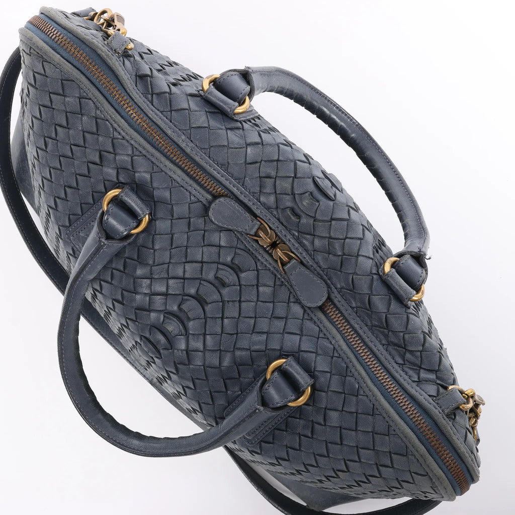 Bottega Veneta Intrecciato Leather 2Way Handbag in Navy Blue 194403