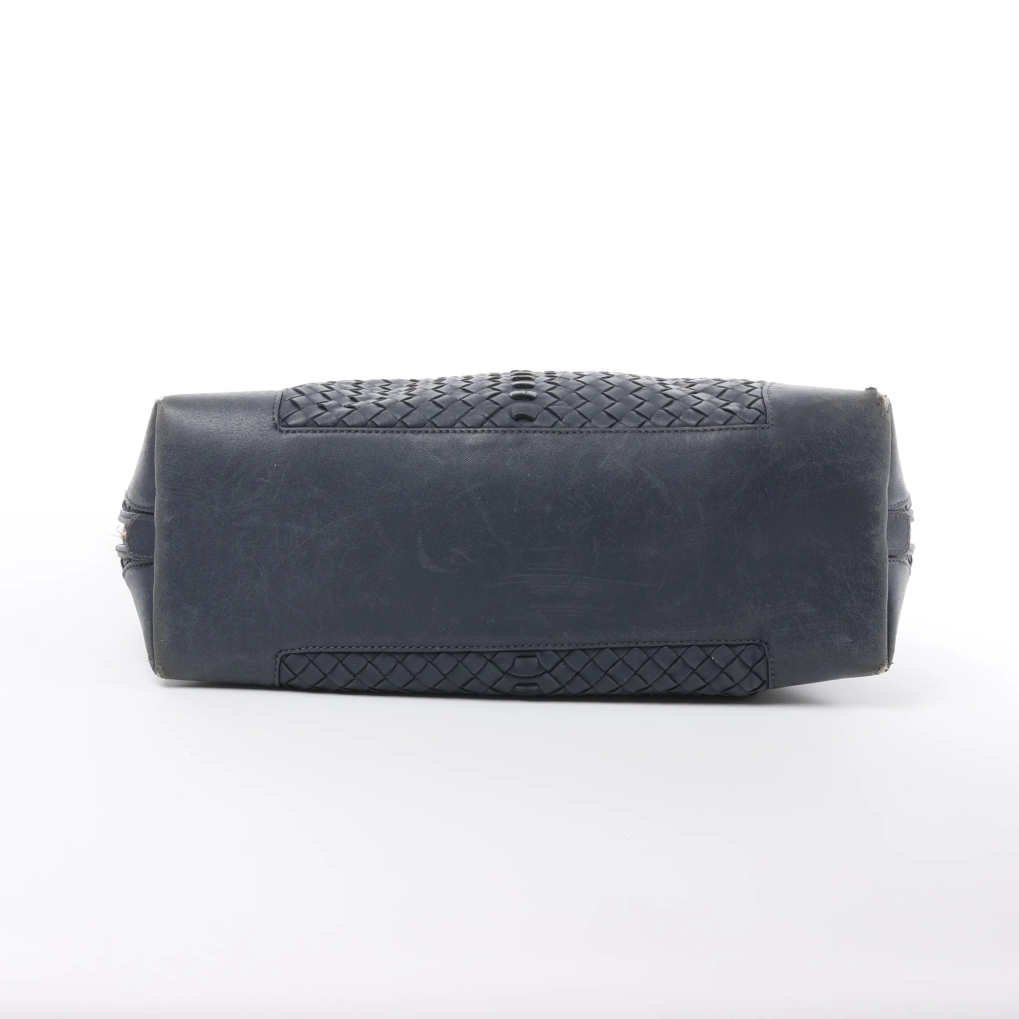 Bottega Veneta Intrecciato Leather 2Way Handbag in Navy Blue 194403