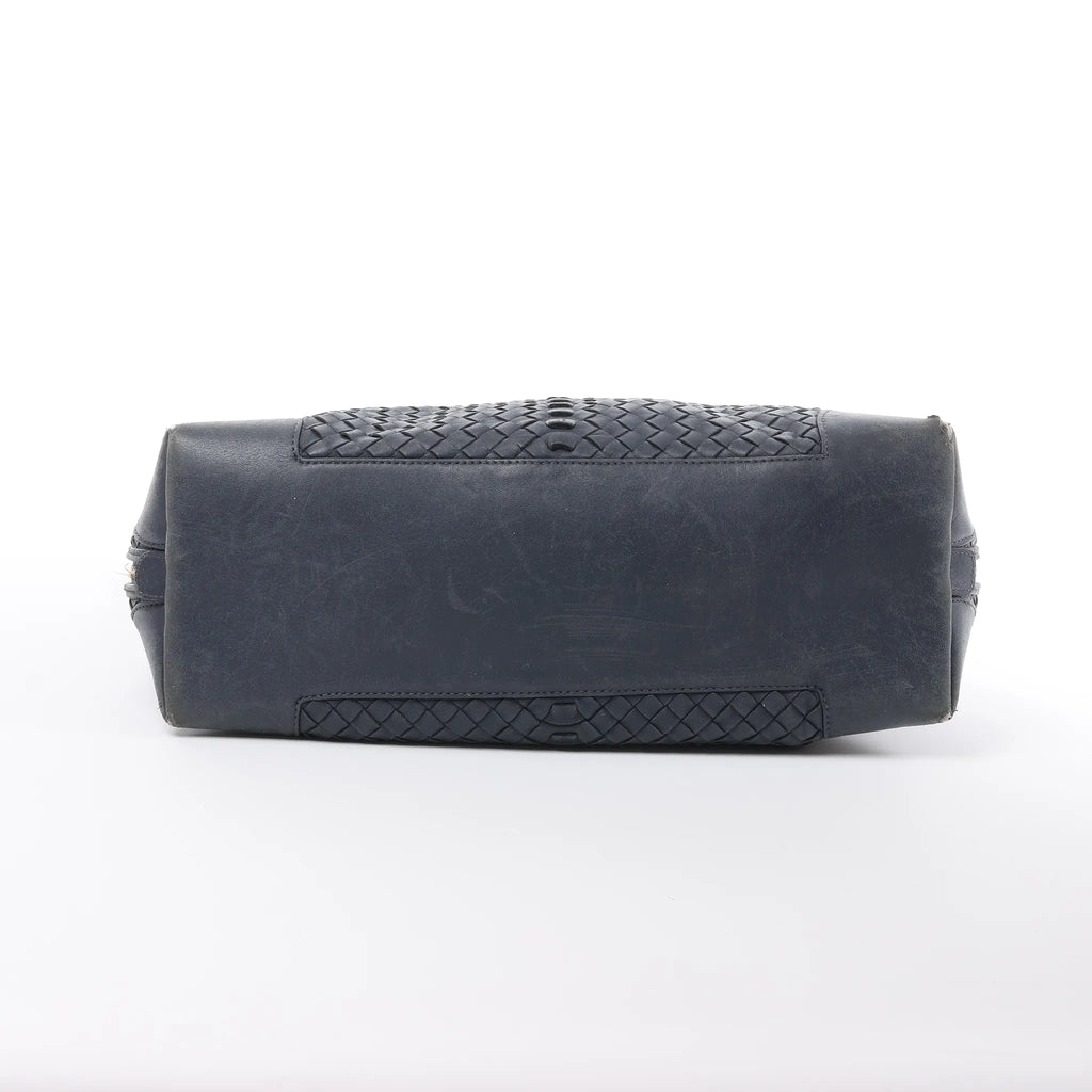Bottega Veneta Intrecciato Leather 2Way Handbag in Navy Blue 194403
