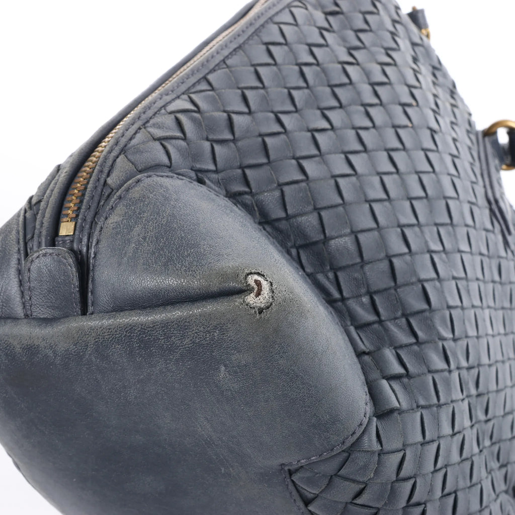 Bottega Veneta Intrecciato Leather 2Way Handbag in Navy Blue 194403