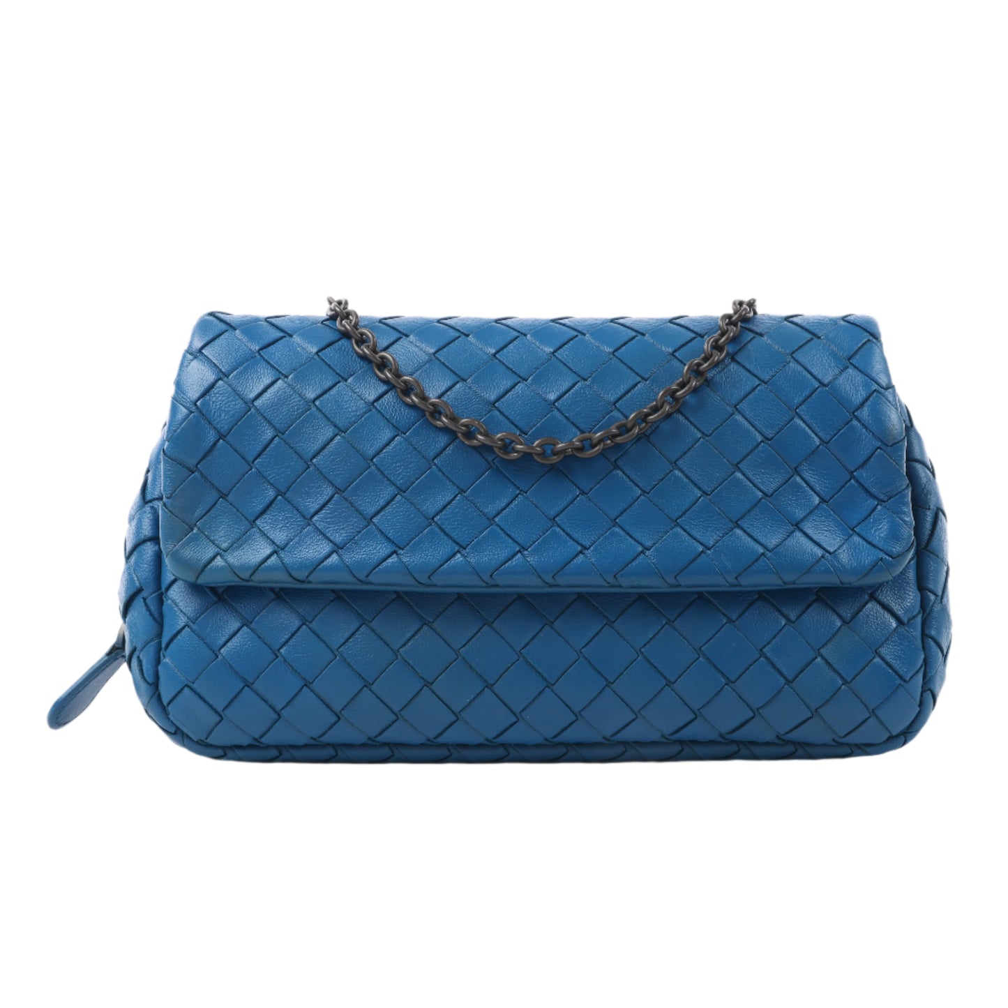 BOTTEGA VENETA Intrecciato Leather Chain Shoulder Bag in Blue