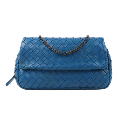 BOTTEGA VENETA Intrecciato Leather Chain Shoulder Bag in Blue