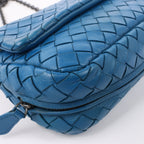 BOTTEGA VENETA Intrecciato Leather Chain Crossbody Bag in Blue