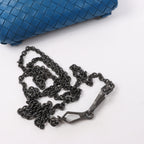 BOTTEGA VENETA Intrecciato Leather Chain Crossbody Bag in Blue