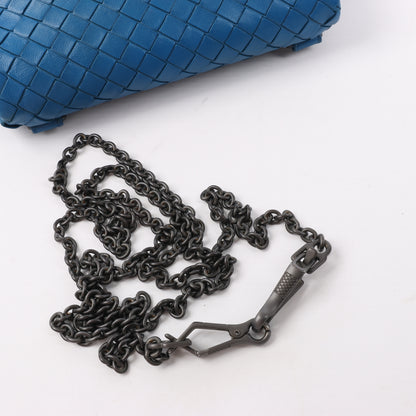 BOTTEGA VENETA Intrecciato Leather Chain Shoulder Bag in Blue