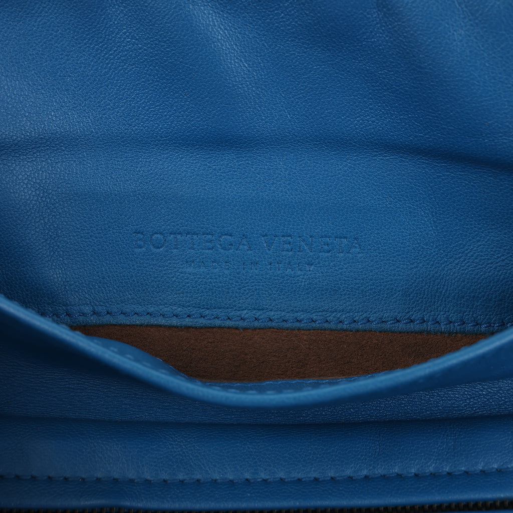 BOTTEGA VENETA Intrecciato Leather Chain Crossbody Bag in Blue