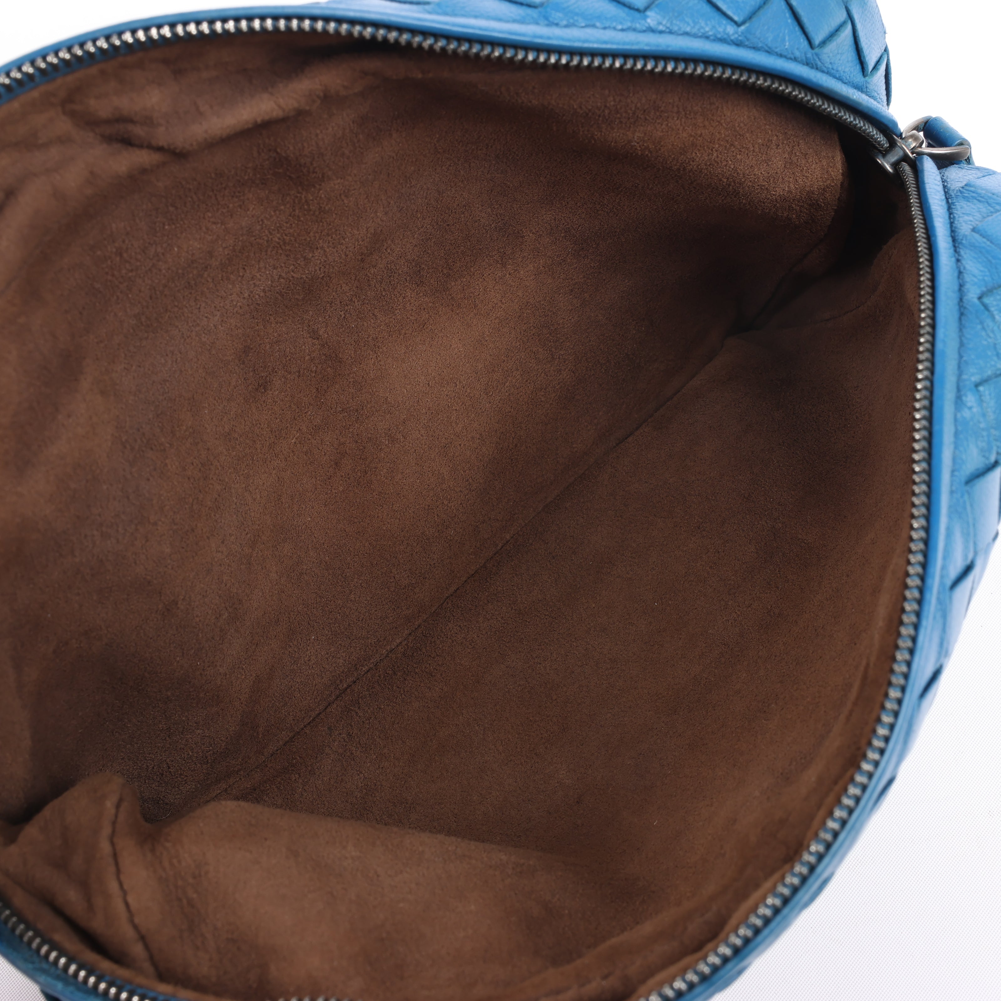 BOTTEGA VENETA Intrecciato Leather Chain Crossbody Bag in Blue