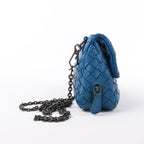 BOTTEGA VENETA Intrecciato Leather Chain Crossbody Bag in Blue