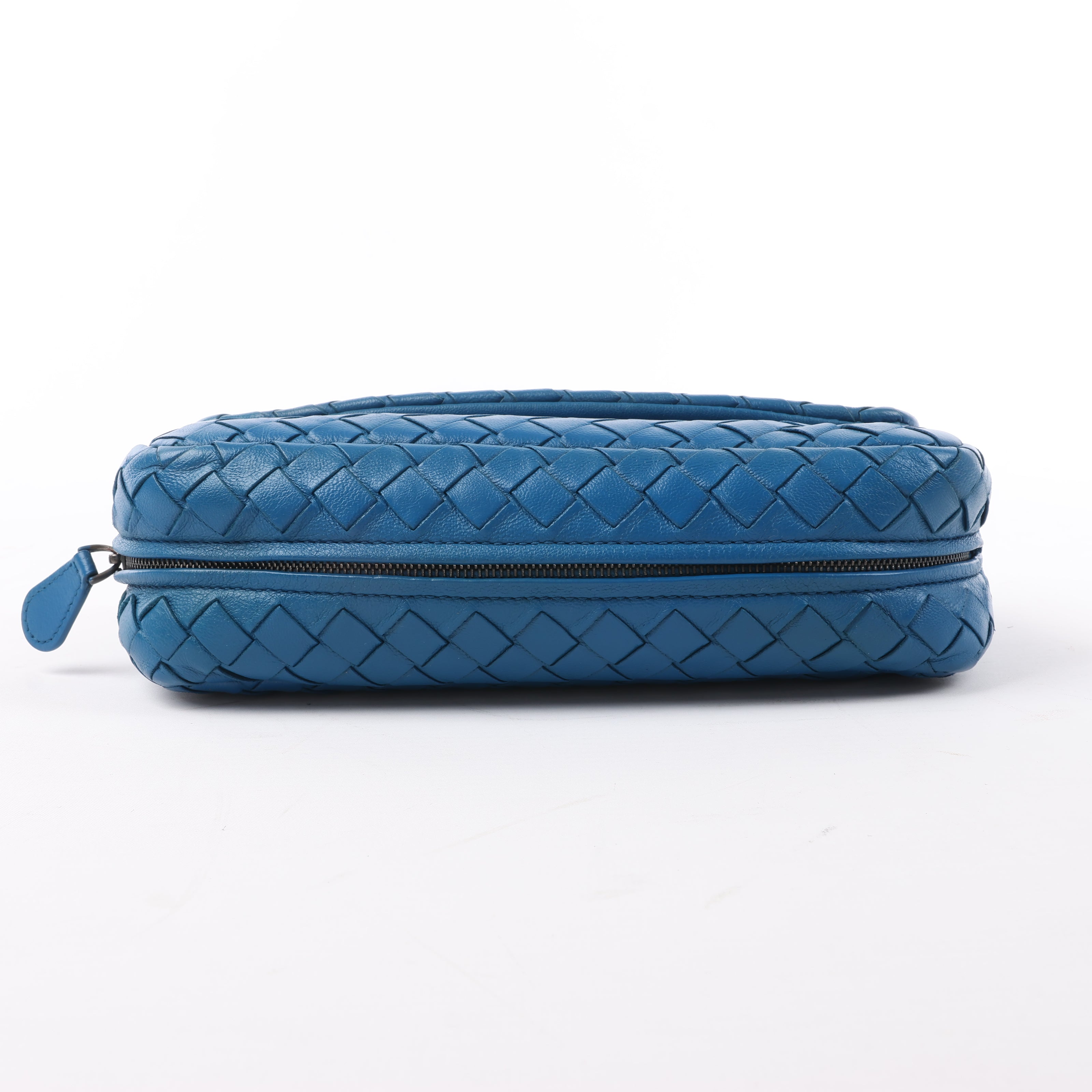 BOTTEGA VENETA Intrecciato Leather Chain Crossbody Bag in Blue