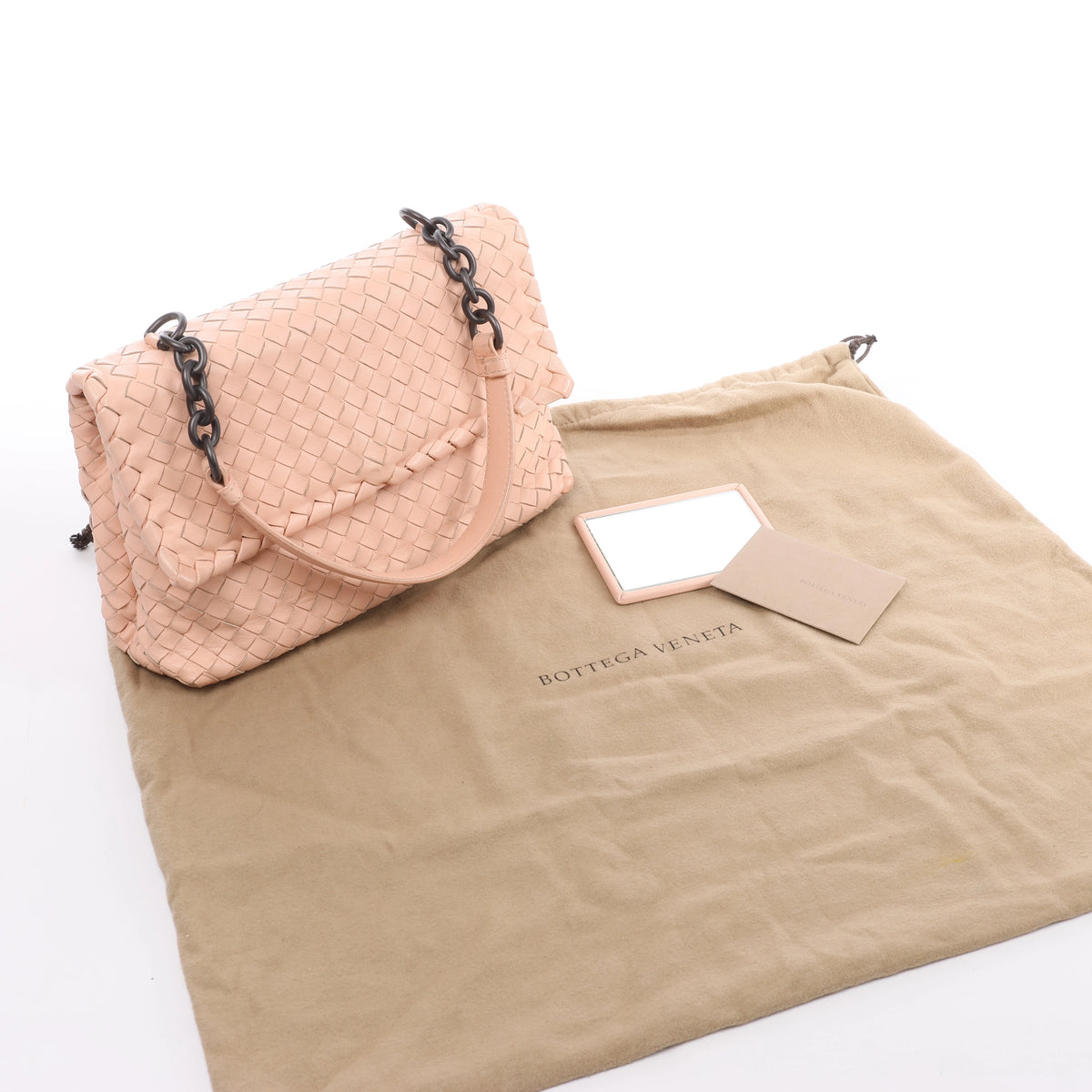 Bolso de hombro de cuero Intrecciato Bottega Veneta en rosa