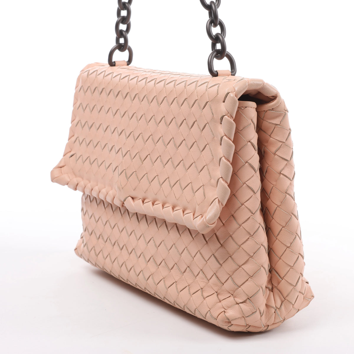 Bolso de hombro de cuero Intrecciato Bottega Veneta en rosa