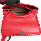Bottega Veneta Intrecciato Leather Shoulder Bag in Red