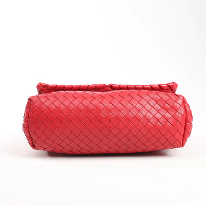 Bottega Veneta Intrecciato Leather Shoulder Bag in Red