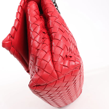 Bottega Veneta Intrecciato Leather Shoulder Bag in Red